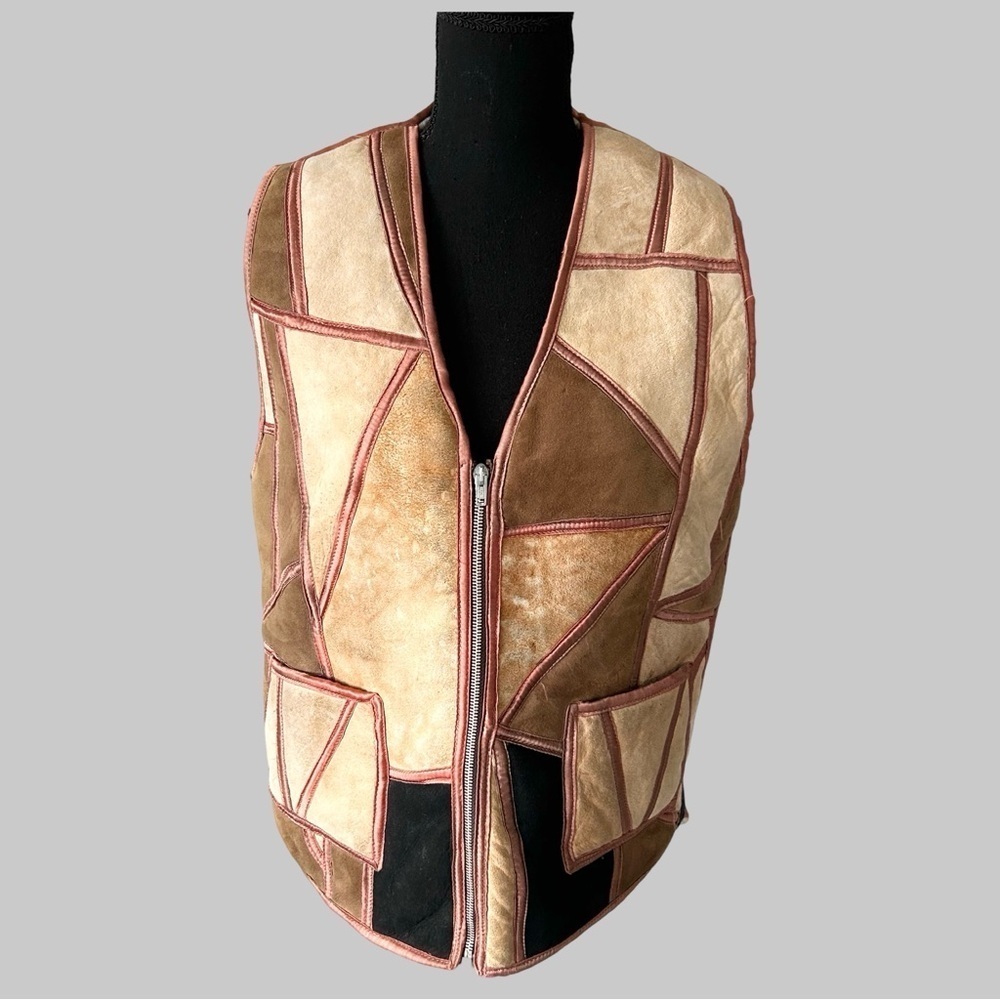 Vintage Handmade Genuine Sherpa Patchwork Vest